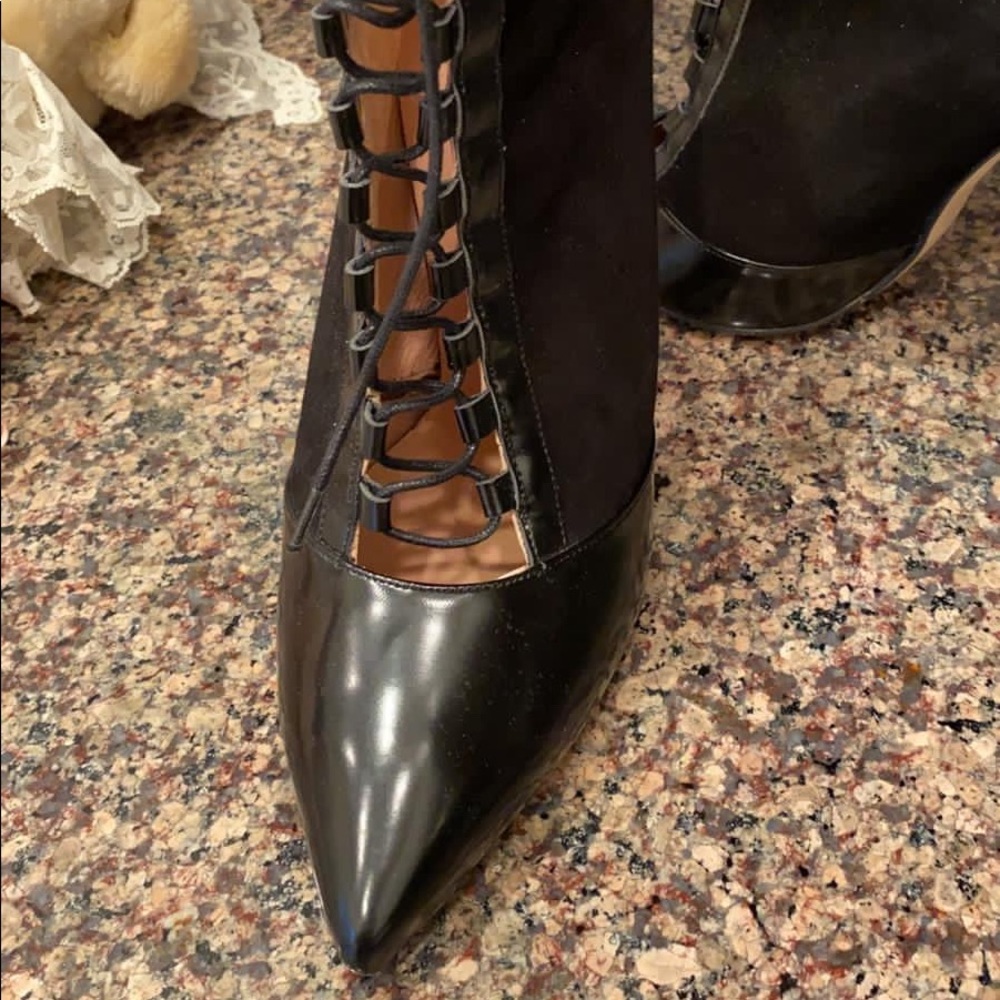 Office Lace up boots, zipper in back